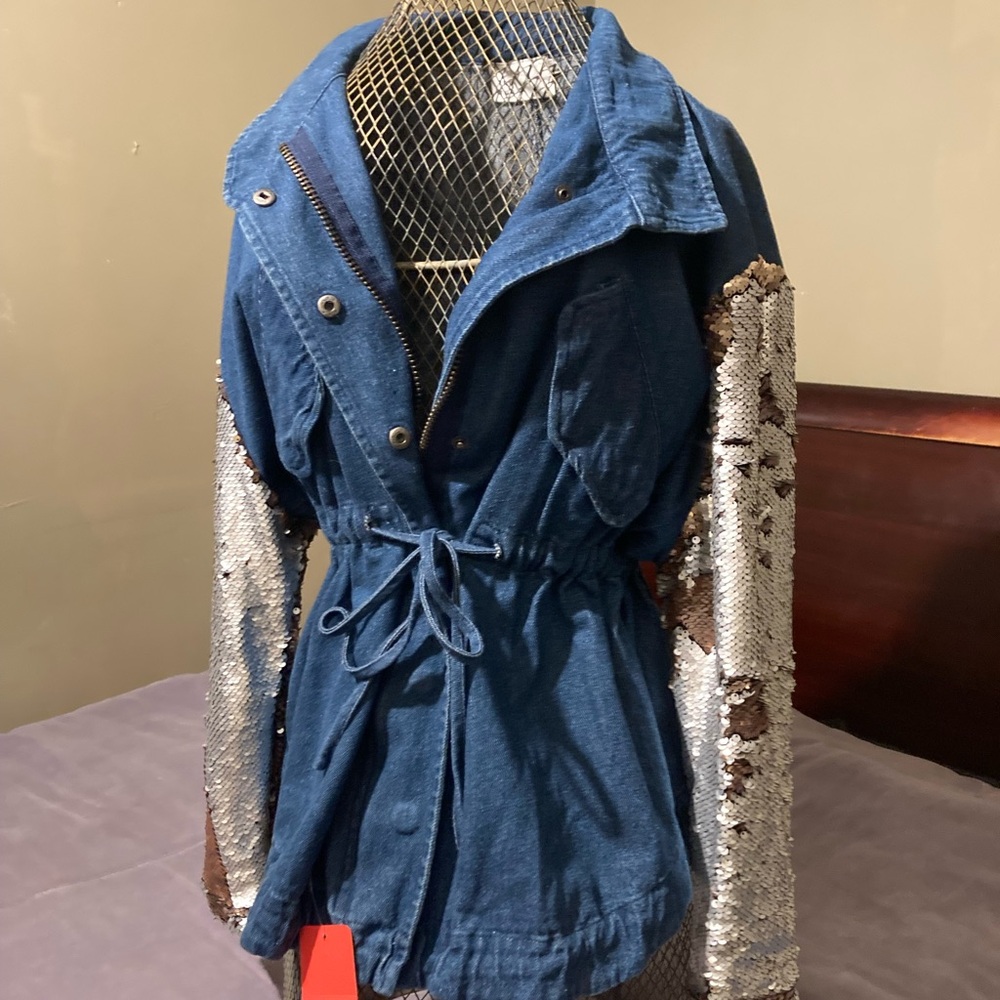 The Room Jean jacket with sequenced sleeves